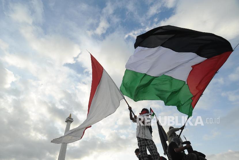 pix Gambar Bendera Palestina Dan Indonesia